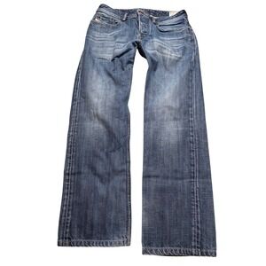 Diesel Waykee Jeans Mens 32x32 Regular Straight Wash 0806U Denim Blue button fly